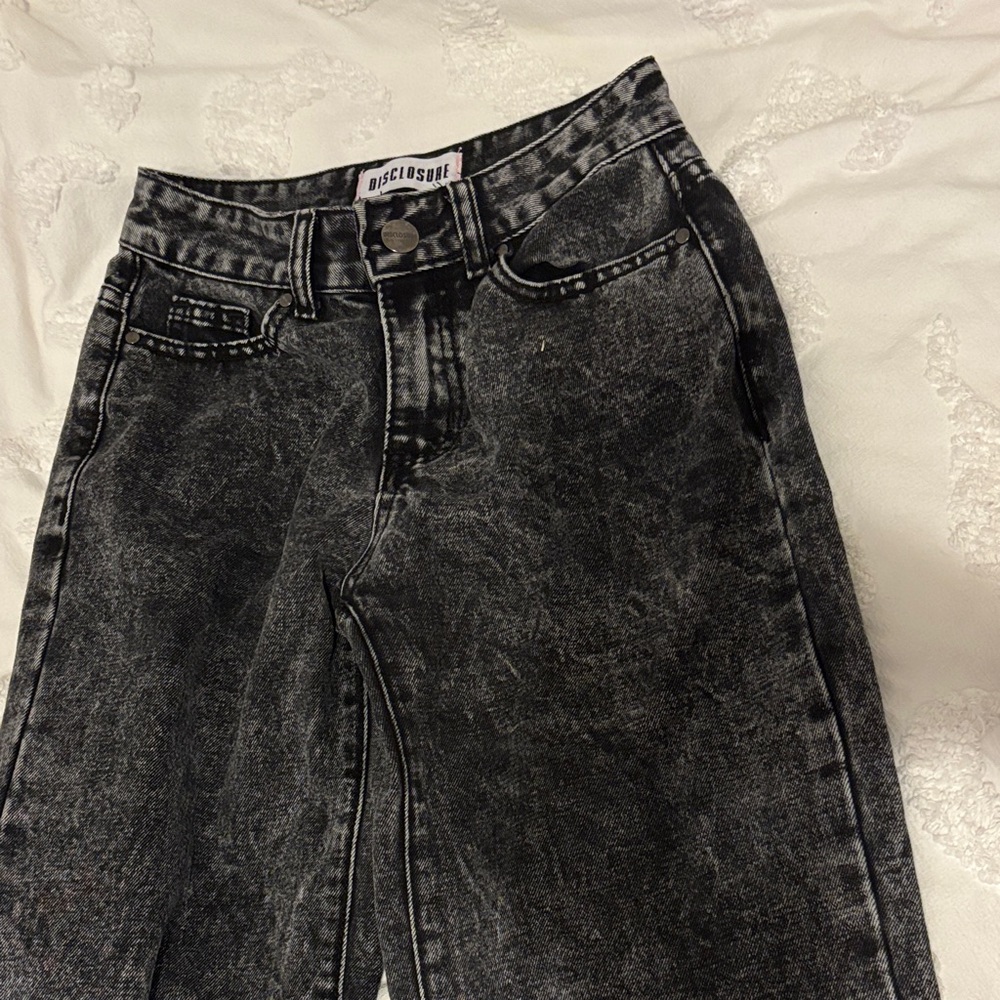 Black Acid Wash Flare Jeans